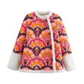Damen gesteppte Übergangsjacke mit floralem Muster und kuscheligem Fleece EB