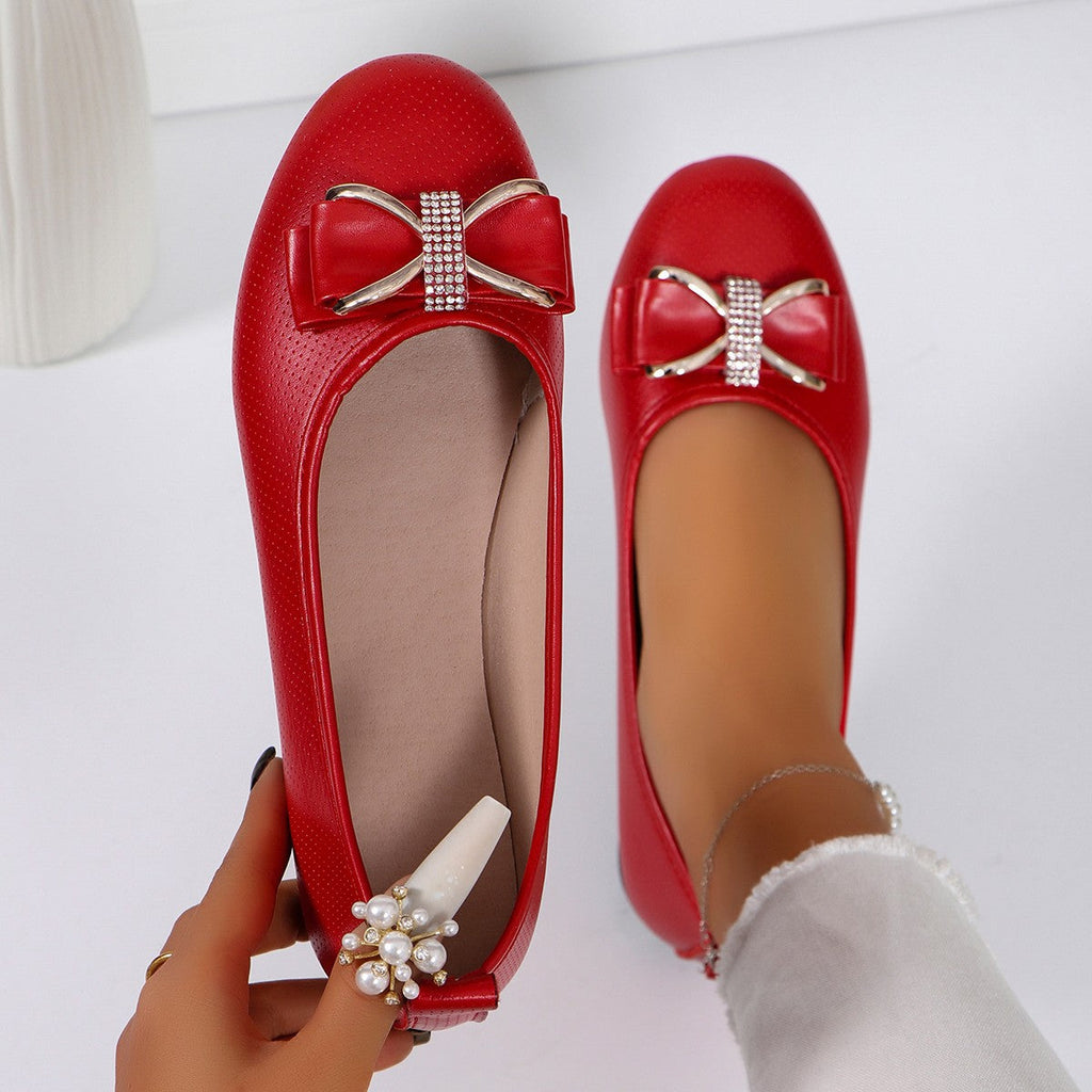Damen Ballerinas mit modischem Schleifenakzent und Glitzerdetails EB