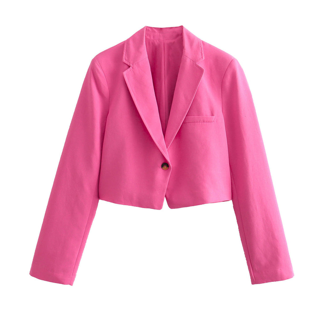 Damen cropped Blazerjacke mit schickem Schnitt und eleganten Knopfdetails EB