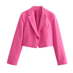 Damen cropped Blazerjacke mit schickem Schnitt und eleganten Knopfdetails EB