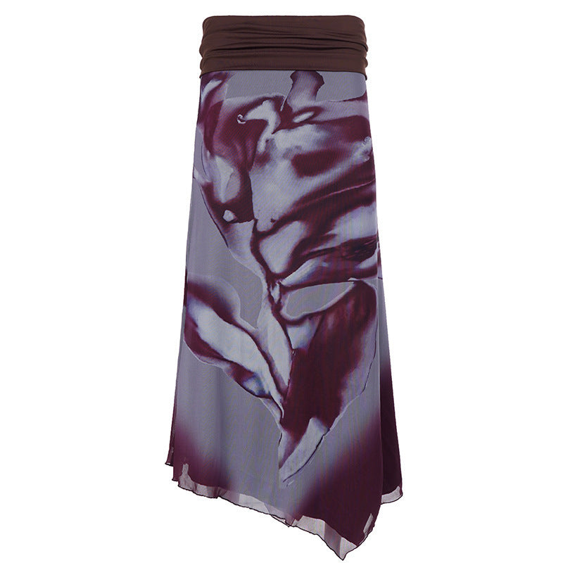 Damen Eleganter Maxirock mit farbenfrohem floralem Muster und komfortablem elastischem Bund EB