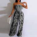 Damen One-Shoulder Jumpsuit mit floralem Design und elastischem Oberteil EB