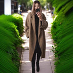 Damen Oversized Wollmantel mit doppelt-knöpfigem Design und lässigem Schnitt EB