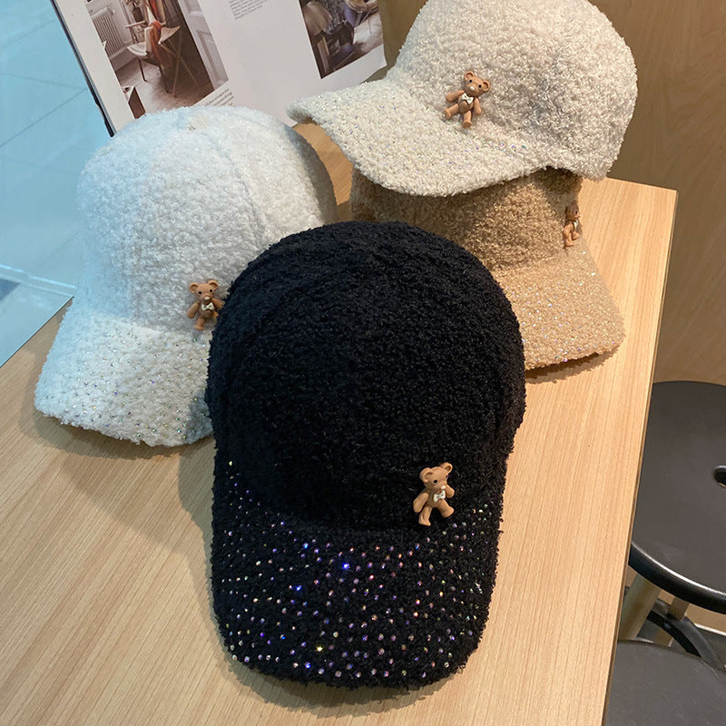 Schimmernde Damen-Baseballcap mit Plüsch