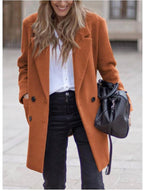 Damen eleganter und warmer Wollmantel mit doppelter Knopfleiste EB