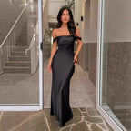 Damen elegante Satin Abendkleid EB