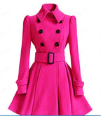 Damen moderner Trenchcoat mit tailliertem Schnitt und Doppelknöpfen EB