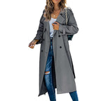 Damen Eleganter Trenchcoat im Oversize-Stil mit Taillengürtel EB