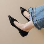 Damen elegante Ballerinas mit spitzem Zehendesign und schimmerndem Lackeinsatz EB