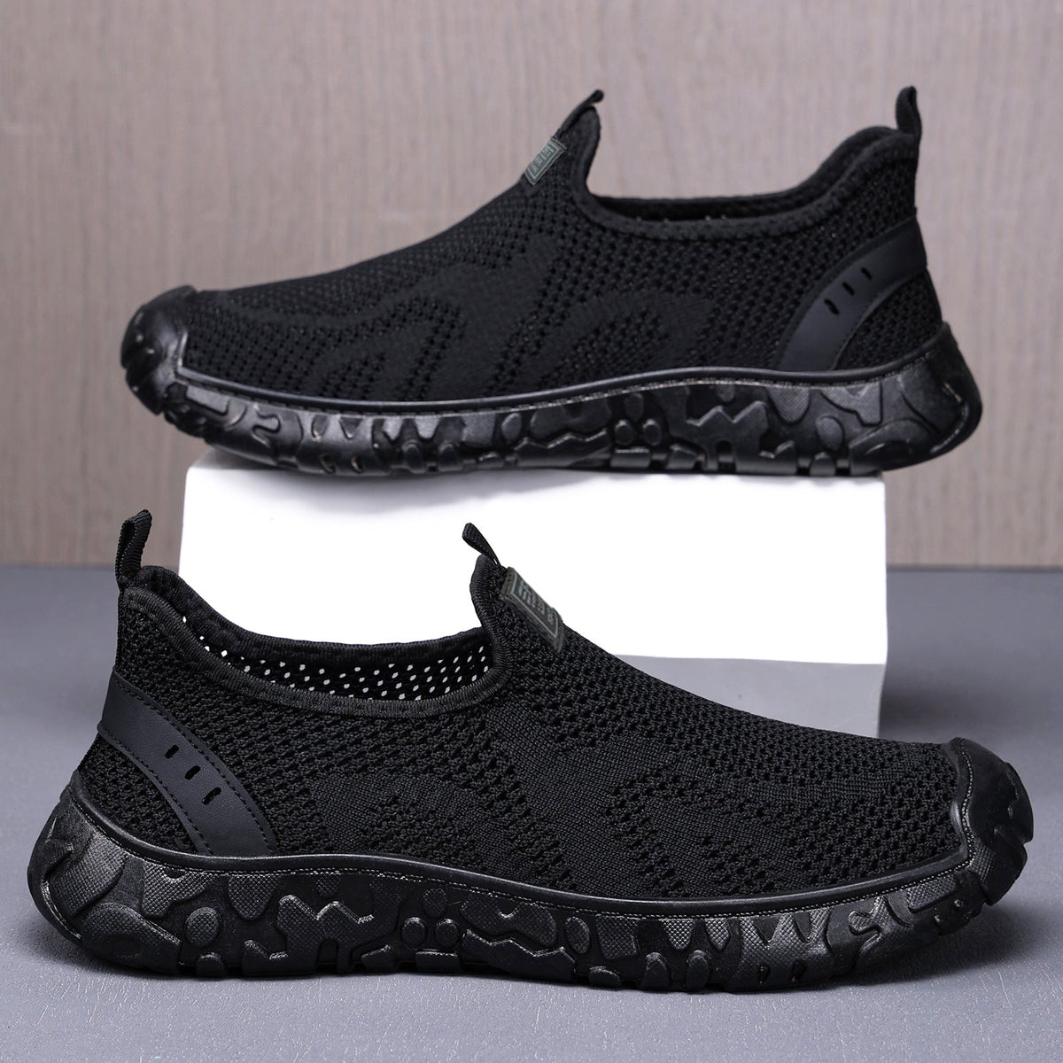 Unisex nan leichter atmungsaktiver Slip-On Strick-Walking-Schuh mit flexibler Profilsohle EB