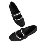 Damen Ballerinas mit modischer Perlenverzierung EB