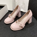 Damen elegante Mary Jane High Heels mit Blockabsatz EB