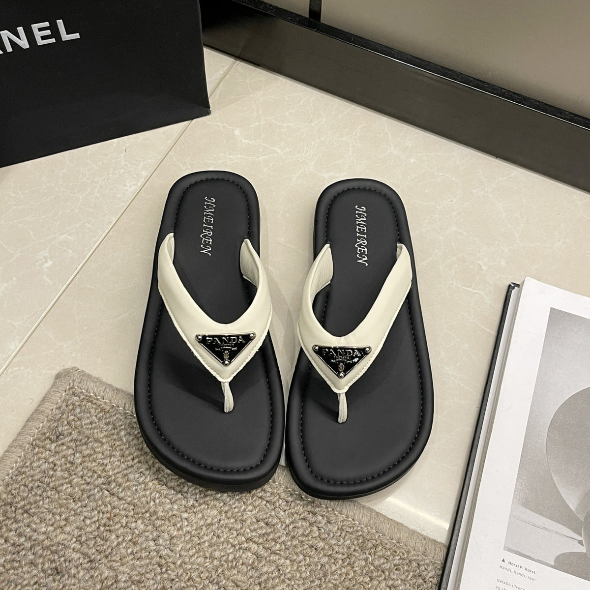 Damen Elegante Flip-Flops mit dekorativem Riemendesign und rutschfester Sohle EB