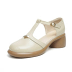 Damen Ballerinas mit verstellbarem Riemen und komfortablem Blockabsatz EB