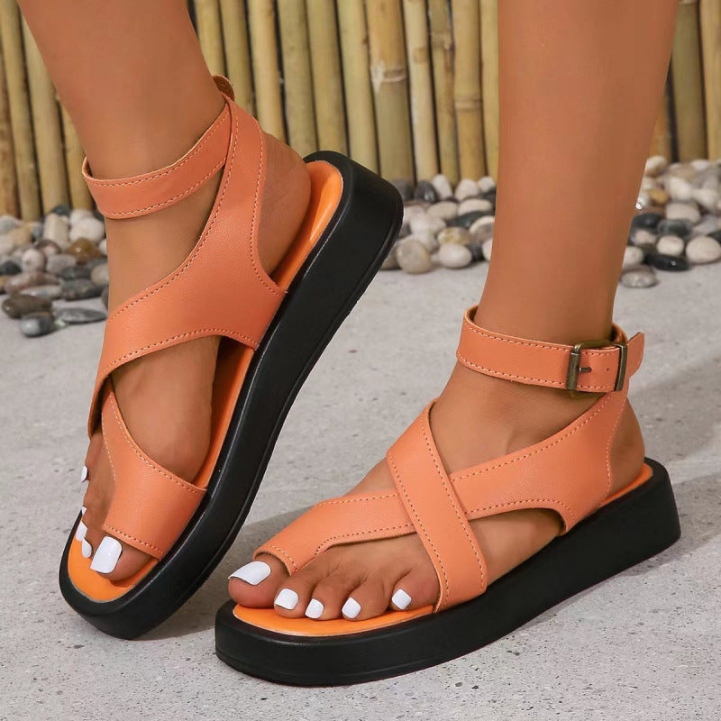 Damen Bequeme Riemchen-Sandalen mit ergonomischer Fußbett und flexiblem Riemendesign EB