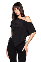 Damen asymmetrisches Kurzarm-T-Shirt mit auffälligem Streifenmuster und lässigem Schnitt EB
