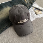Distressed Baseball Cap with Unique Embroidery