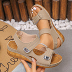 Damen Bequeme und elegante Wedge-Sandalen mit verstellbarem Riemen EB