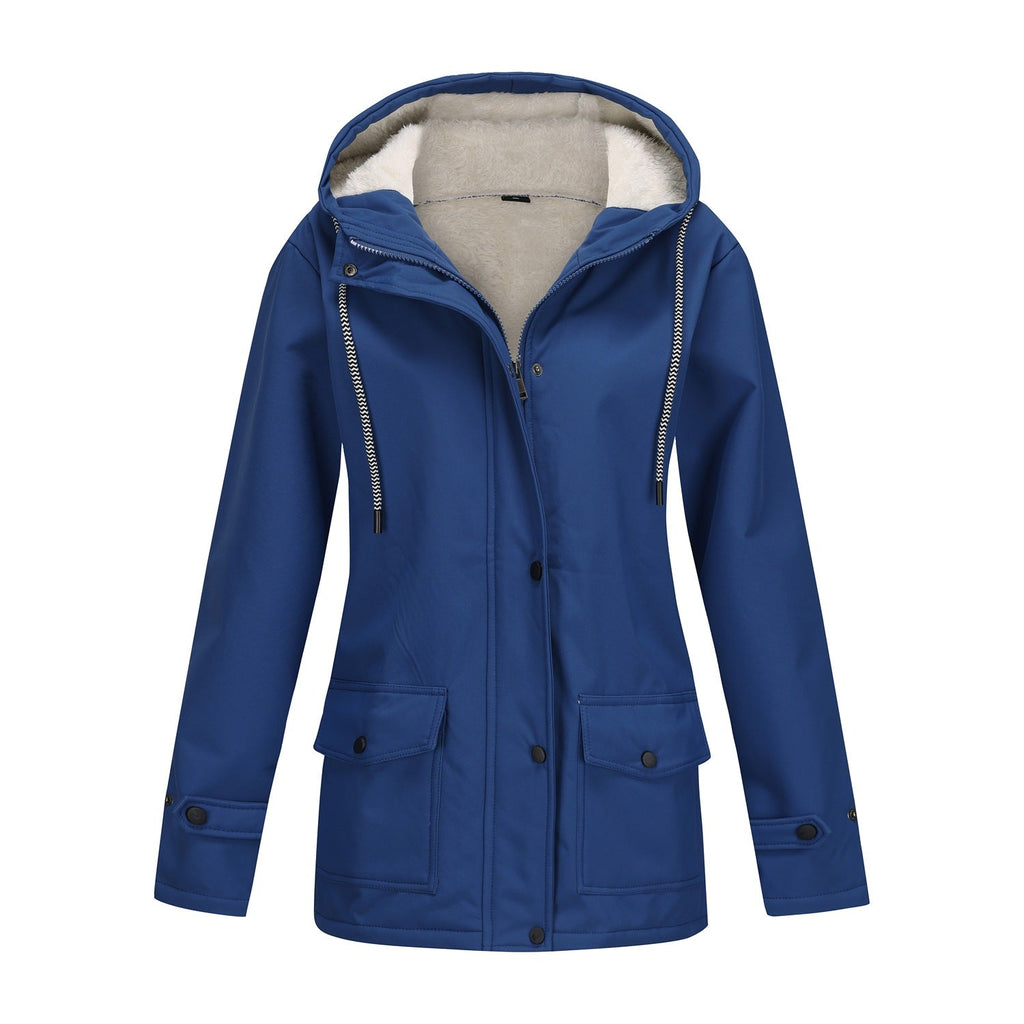 Damen nan wasserabweisender Parka mit Teddyfutter verstellbarer Kapuze und aufgesetzten Taschen EB