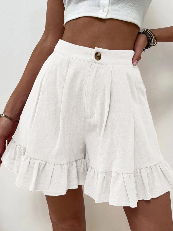 Damen Volant-Shorts mit elastischem Bund und seitlichen Taschen EB