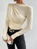 Damen Elegantes Longsleeve Shirt mit Raffungen EB