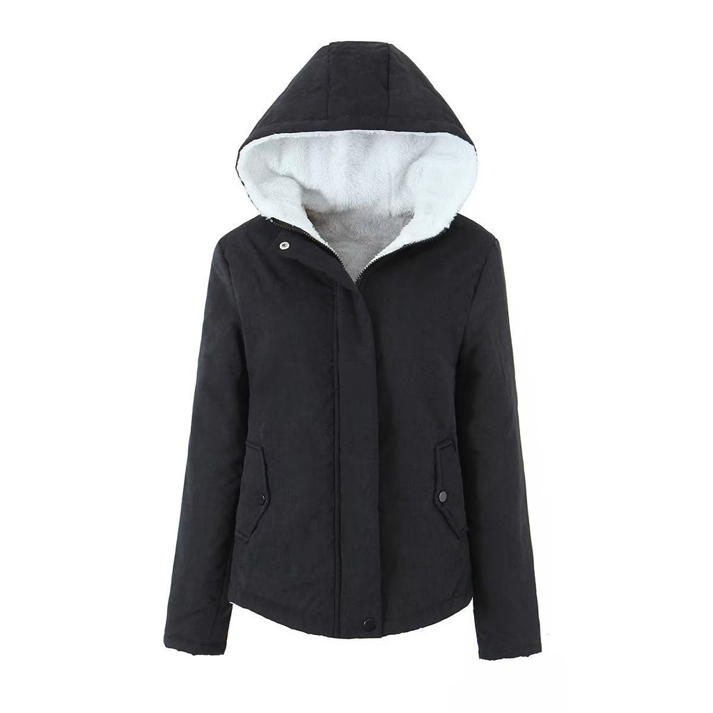 Damen gesteppte Kapuzenjacke mit kuscheligem Futter und praktischen Taschen EB
