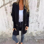 Damen lässiger Mantel mit Kapuze und asymmetrischem Schnitt EB