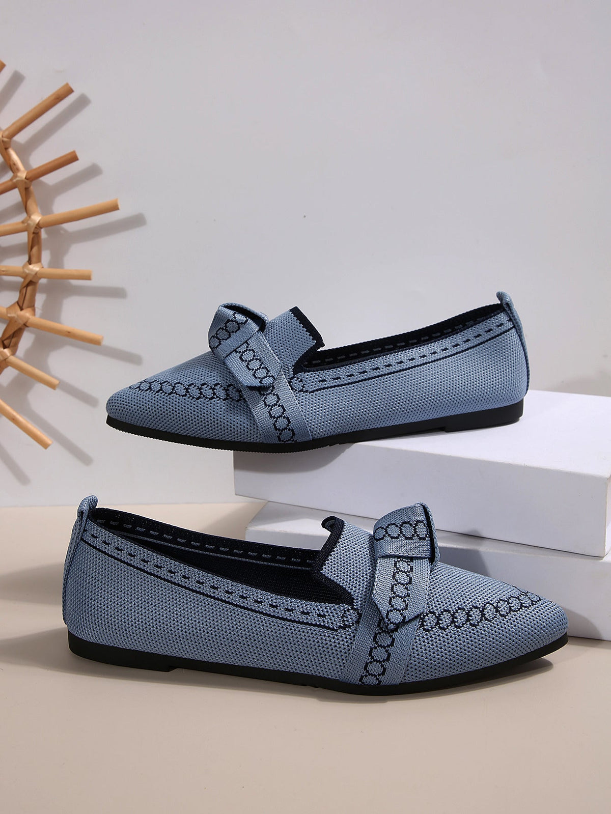 Damen elegante Mokassins mit dekorativem Schleifen-Detail EB