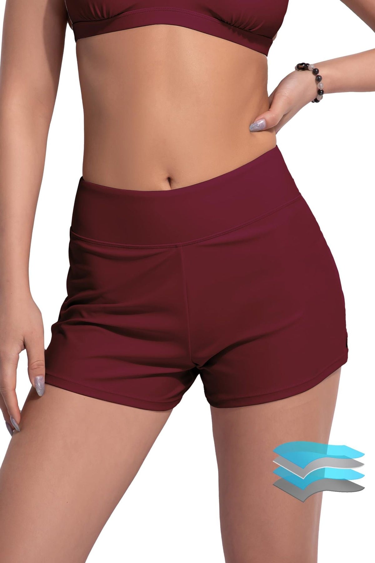 Damen-Sport-Badeshorts mit elastischem Bund