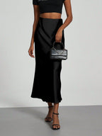 Damen Elegante und fließende Satin Maxiröcke EB