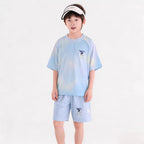 Damen nan atmungsaktives Kinder Sportset mit kurzarm Shirt und elastischer Bundshorts R&B