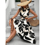 Damen Elegantes Maxi-Kleid mit Cut-Out-Details und floralem Muster EB
