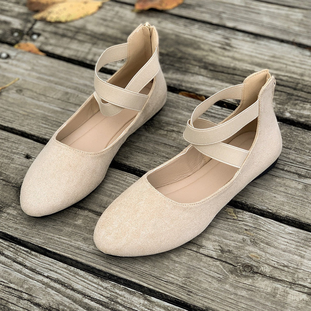 Damen Bequeme Ballerinas mit modischem Riemchen-Design EB