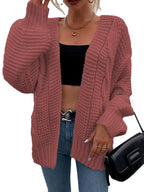 Damen Grobe Strickjacke mit offenem Schnitt und praktischen Taschen EB