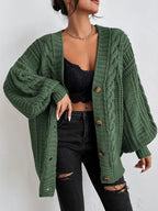 Damen Grobstrick-Cardigan mit dekorativem Zopfmuster EB
