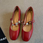 Damen Ballerina-Schuhe mit dekorativer Schnalle und elegantem Design EB