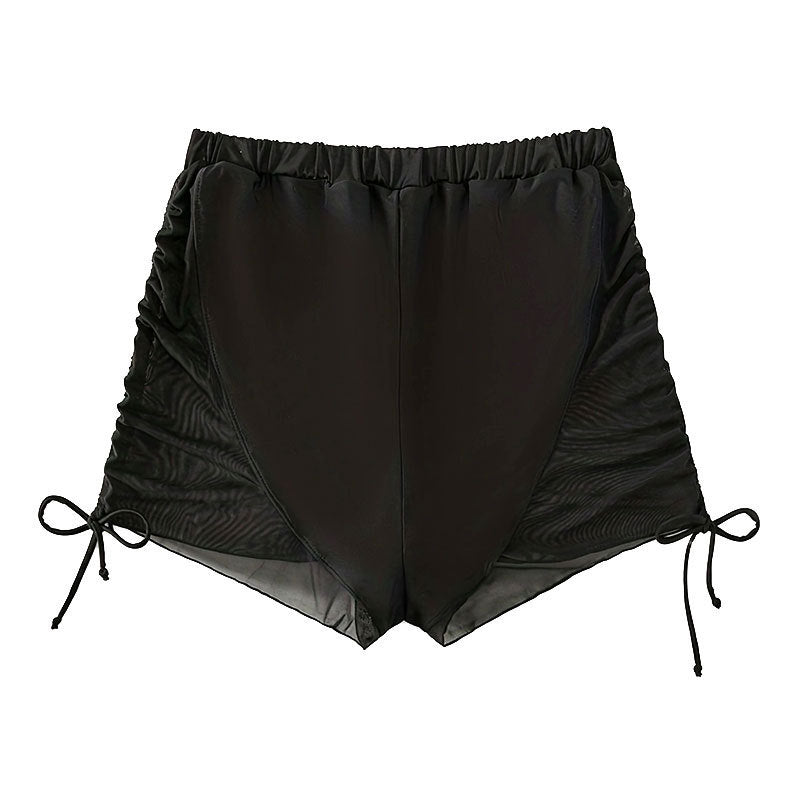 Damen-Badeshorts mit elastischem Bund und seitlichen Rüschendetails