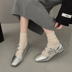 Damen Ballerinas mit dekorativen Riemchen und modischem Glanz EB