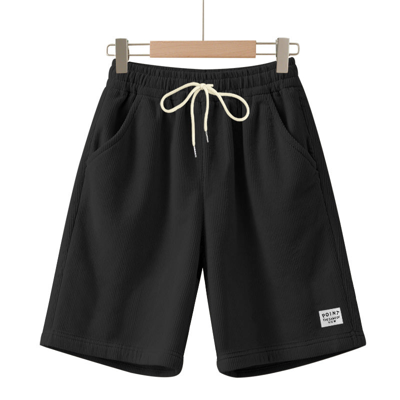 Knielange Lounge-Shorts für Herren in Rippenstruktur mit Kordelzug