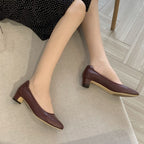 Damen Bequeme spitz zulaufende Ballerinas mit flexiblem Blockabsatz EB