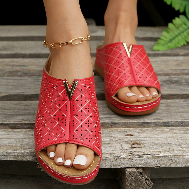 Damen Komfortable Clogs mit floralem Cut-Out-Design und rutschfester Sohle EB