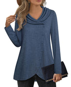 Damen Elegante Bluse mit asymmetrischem Saum und Kragen EB