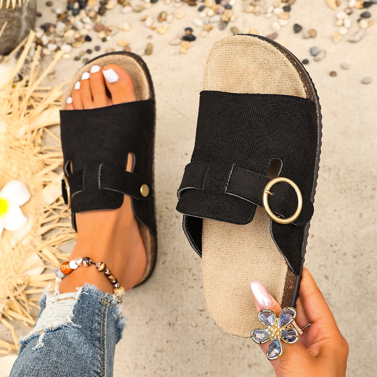 Damen Clogs mit verstellbarem Schnallenverschluss und atmungsaktivem Obermaterial EB