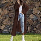 Damen Langer Strickmantel mit modernen Taschen und weichem Material EB