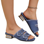 Damen Denim Riemchen-Sandalen mit modischen Schnallen EB