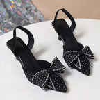 Damen Slingback-Pumps mit schimmernden Strassverzierungen und eleganter Schleifenoptik EB