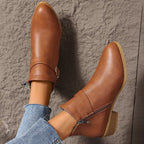 Damen Elegante Ankle Boots mit modischem Reißverschluss und dekorativer Schnalle EB