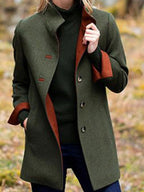 Damen eleganter Wool-Mantel mit hochwertiger Verarbeitung und Taschen EB