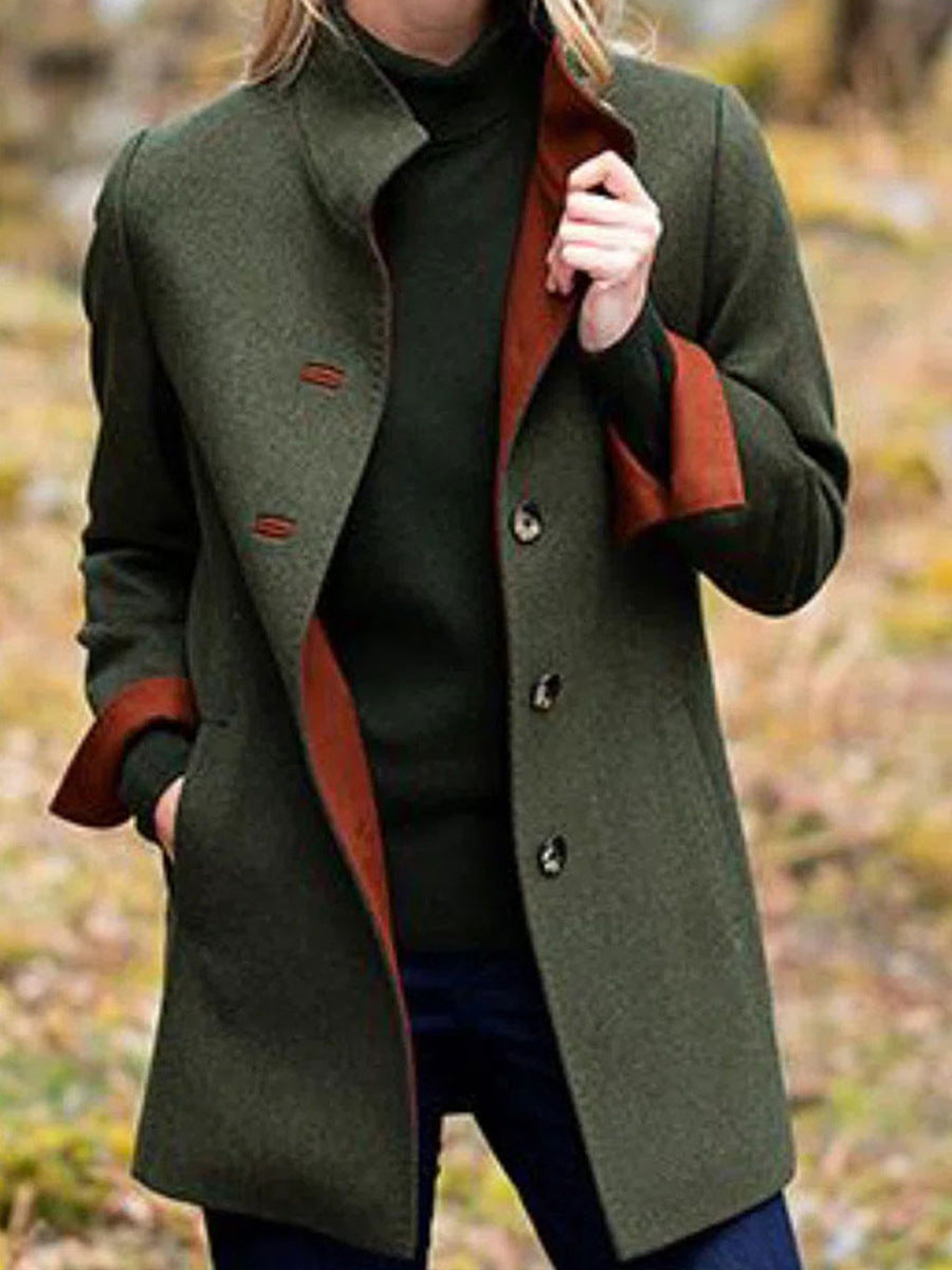 Damen eleganter Wool-Mantel mit hochwertiger Verarbeitung und Taschen EB