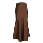 Damen Eleganter fließender Maxirock mit diagonaler Naht EB